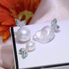 Acessórios diy S925 pingente de pérola de prata esterlina suporte vazio pingente de folha verde suporte de prata produtos semi-acabados acessórios artesanais de moda