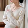Nuevo suéter de otoño e invierno 2026 para mujer, jersey de otoño e invierno, prenda base de punto de manga larga con cuello en V ajustado