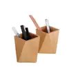 Porta bolígrafos de madera DIY Porta bolígrafos de madera Porta bolígrafos de bambú y nogal Porta bolígrafos de escritorio Caja de almacenamiento Caja de papelería Soporte de almacenamiento