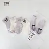 Meias Infantis Yishuangshuang Primavera/Verão Novas Desenho Animado Kuromi Meias Curtas Algodão Penteado Estilo Coreano Roxo Meias Sem Costura para Meninas