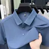 Camiseta de Color Sólido de Manga Corta para Hombre 2025 Verano Nuevo Estilo Camiseta de Manga Media con Cuello Polo Casual de Negocios para Hombre t