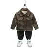 Chaqueta de Cuero Vintage Desgastada para Niños, Nuevo Estilo Primavera y Otoño, Atuendo Elegante y de Moda para Niños Pequeños, Abrigo Infantil Fresco y a la Moda