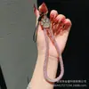Cadena para Teléfono con Lanyard de Alta Gama, Correa de Muñeca con Cuentas, Diseño de Pata de Gato con Pedrería Completa, Cadena Corta con Separadores, Correa Colgante Antiperdida
