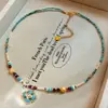 Collar de Piedra Natural Flor de Girasol con Concha de Perla Xiaomi Temperamento Femenino Moda Estilo Bohemio Collar de Cuentas Nicho para Mujer