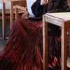 Saia Pregueada Miyake Fashion com Barra Larga, Estilo Suave, Saia Evasê Moderna, Saia Longa Pregueada Emagrecedora
