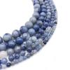 Suministro directo de fábrica cuentas sueltas de dongling azul natural accesorios de joyería diy cuentas redondas de jade dongling azul productos semiacabados