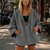 2026 Otoño e Invierno Nuevo Sólido Nueve Cuartos Manga Cómoda Casual con Capucha y Cremallera Chaqueta Cruzada Europea y Americana Amazon para Mujer