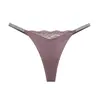 ¡Dropshipping! 1044t Tanga Sexy con Pedrería de Seda de Hielo Encaje Empalmado Tanga Sexy de Tirante Fino de Corte Alto para Mujer