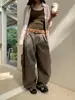 Pantalones de trabajo retro Yuyi para mujer, nuevo estilo de otoño, corte relajado, jeans holgados de pierna ancha con caída, curvos LQ1535