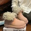 Botas de nieve cálidas con forro de forro polar esmerilado para mujer 2026 Estilo coreano moderno nuevas botas cortas de invierno vintage con punta ancha y suela gruesa tipo Birkenstock