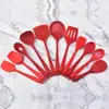 Espátula de silicona para sopa transfronteriza, juego de 11 piezas, espátula de silicona antiadherente, espátula de mango extendido, silicona de grado alimenticio, utensilios de cocina