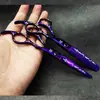 Tesoura profissional para cabeleireiro Wingsbro, 6,5 polegadas (cerca de 17 cm) Tesoura reta com padrão roxo, tesoura reta e tesoura de dentes finos, todas de aço, tesouras de barbeiro feitas à mão.