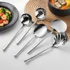 Olla pequeña de acero inoxidable 304 Moonlight, cuchara y espátula, espátula para cocinar y saltear en casa, cucharón para sopa, colador para sopa, cuchara para servir en buffet, utensilios de cocina