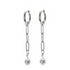 Comercio exterior personalizado moda Cadena de perlas de imitación blancas colgante Acero inoxidable 304 para mujer Borla Temperamento Combinación perfecta Pendiente de clip