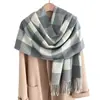 Bufanda Nueva de Estilo Coreano a Cuadros Imitación Cachemir Otoño e Invierno Gruesa Cálida Chal Exterior Doble Propósito Combinación de Colores Bufanda de Invierno