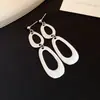 Pendientes Colgantes Ovalados de Circonita Transfronterizos Europeos y Americanos, Moda Retro, Temperamento Exquisito, Lujo Ligero, Pendientes de Alta Gama