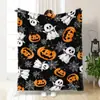 Ventas Directas de Fábrica Transfronterizas Venta al por Mayor Manta de Franela de Calabaza Fantasma de Halloween Manta Impresión Digital 3D