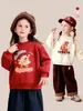 Ropa para Niños Tongbei 2026 Invierno Nuevo Sudadera de Cuello Redondo para Niños Estilo Americano Estampada Felpa Cálida Versátil Top