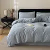 Conjunto de Quatro Peças Jacquard de Algodão Puro Tecido Grosso de Grau A com 60 Fios, Conjunto de Três Peças de Luxo de Algodão Puro para Cama: Capa de Edredom, Lençol de Cima e Lençol de Baixo