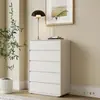 Gabinete de Estilo Crema con Cinco o Seis Cajones Madera Maciza Pintura Blanca Lujo Ligero Moderno Simple Gabinete de Almacenamiento Almacenamiento para Dormitorio Mesita de Noche