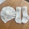 Conjunto Rosa Doce de Chapéu e Meias para Bebês e Crianças Pequenas Meninas, Protegendo a Moleira, para Recém-Nascidos