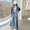 Trajes para Niñas 2025 Primavera y Otoño Nuevo Estilo Diseño Urbano para Niños Medianos y Grandes Tops de Mezclilla Empalmados Jeans de Moda