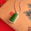 Collar de Moda de Lujo en Plata S925 Colgante de Jade Hetian Disco Liso para Mujer Colgante Versátil de Gama Alta