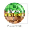 Amazon Minecraft Pixel Wars Decorações de Festa de Aniversário Temáticas Louças Banner Topper de Bolo