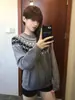 Malha Tricô Fair Isle de Design de Nicho com Sensação Preguiçosa e de Alto Padrão, Suéter Gola Redonda Tricô Jacquard Estilo Étnico para Mulheres