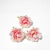 Flor de Peônia Simulada de 11 cm com Borda Queimada para Decoração de Sala de Estar em Casa, Acessórios de Cabelo, Decoração de Fundo de Casamento, Adereços de Fotografia