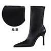 325-5 estilo retro europeo y americano moderno sexy adelgazante banquete botines cortos tacón súper alto punta invierno botas de mujer botines cortos