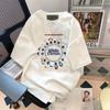 Estilo coreano ins estilo Hong Kong Top de cuello redondo de seda helada camiseta de manga corta para hombre y mujer misma moda versátil casual camiseta blanca para pareja T