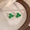 Nuevos Pendientes Estilo Chino Retro Imitación Calcedonia Pendientes Corazón Esmeralda Flor Pendientes de Lujo Accesible Nicho Versátiles Pendientes Elegantes