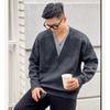 Tricô Falso Duas Peças Gola V Masculino Gola Henry Estilo Old Money Estilo Luxo Leve Outono Inverno Negócios Exportação Atacado Transfronteiriço