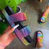 Comércio exterior plus size sapatos femininos verão Nova cor de fundo grosso Diamante Chinelos de praia moda sandálias casuais das mulheres transfronteiriças