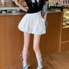 Falda Corta Floral Casual para Mujer, Verano Fina Estilo Nuevo, Pantalones de Linterna Puffy de Línea A Adelgazantes de Cintura Alta para Figuras Petite