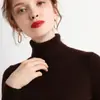 Tricô Casual Elegante de Gola Alta para Mulheres no Outono e Inverno Pulôver Curto Slim Roupa de Baixo Apertada Lã Tricô de Manga Longa