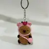 Chaveiro Pingente de Capivara Vestida de Fantasia Crochê Feito à Mão Boneca Capivara Desenho Animado Fofo Acessório para Bolsa Produto Acabado