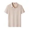 Nova Camisa Polo de Verão Masculina com Gola Seagull Manga Curta Estilo Simples Cor Sólida Casual Top Masculino de Alta Qualidade