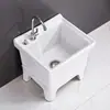 Lavabo Pequeño Multifuncional para Baño Exterior para Uso Doméstico, Lavabo de Cerámica para Fregar Balcones y Pisos