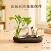 Novo ornamento de pesca de gato para decoração de mesa de escritório, garrafa de vidro hidropônico, presente criativo, pequeno ornamento de mesa
