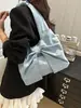 2025 Nueva Moda Bolso Tote de Mezclilla Simple de un Hombro Lindo Exquisito Lazo Bolso Tote de Nicho para el Trabajo