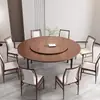 Tampo de Mesa Redondo Grande de Madeira Maciça Dobrável para Uso em Casa de Campo com Bandeja Giratória, Mesa de Jantar para Restaurantes e Hotéis, Mesa para 10 Pessoas com Tampo Redondo