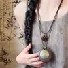 Collar Metálico Vintage con Lazo Desgastado, Colgante de Anillo Largo Bohemio Simple y Versátil, Joyería de Alta Gama