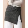 Falda de Punto Trenzado con Botones Versátil para Mujer, Nuevo Estilo Otoño e Invierno, Falda Media en Capas con un Estilo Elegante # 82 Chal Tejido