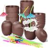Fabricante Personalizado Novo Modelo Vendas Diretas de Fábrica Copo de Canudo de Plástico Celebridade da Internet Copo para Chá de Leite Suco Copo de Canudo de Coco Inteiro