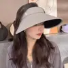 Sombrero de Sol de Ala Ancha para Mujer, Sombrero de Terciopelo Mate, Sombrero Visera para Exteriores, Sombrero de Sol con Protección UV, Sombrero de Protección Solar
