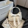 Bolsa 2025 Nova Cor Sólida Sob o Braço Feminina Bolsa Transversal Moda Nicho Bolsa de Ombro com Laço Senso Bolsa Pequena