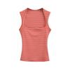 2025 Verano Nuevo Sexy Color Interior Rayado Chaleco sin Mangas para Mujer Cuello Grande Spice Girls Ajustado Top Pequeño