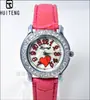 Relógio de Rede Social Tiktok caixa com strass pulseira rosa moda criativo mostrador de coração vermelho máquina japonesa ECG produto comercial